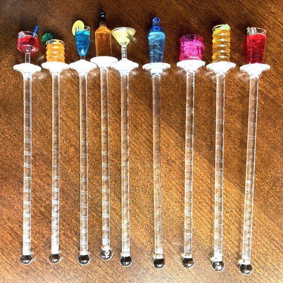 Happy Hour Swizzle Sticks, Miniature Cocktail tops fun party barware, Bartending - Picture 7 of 9